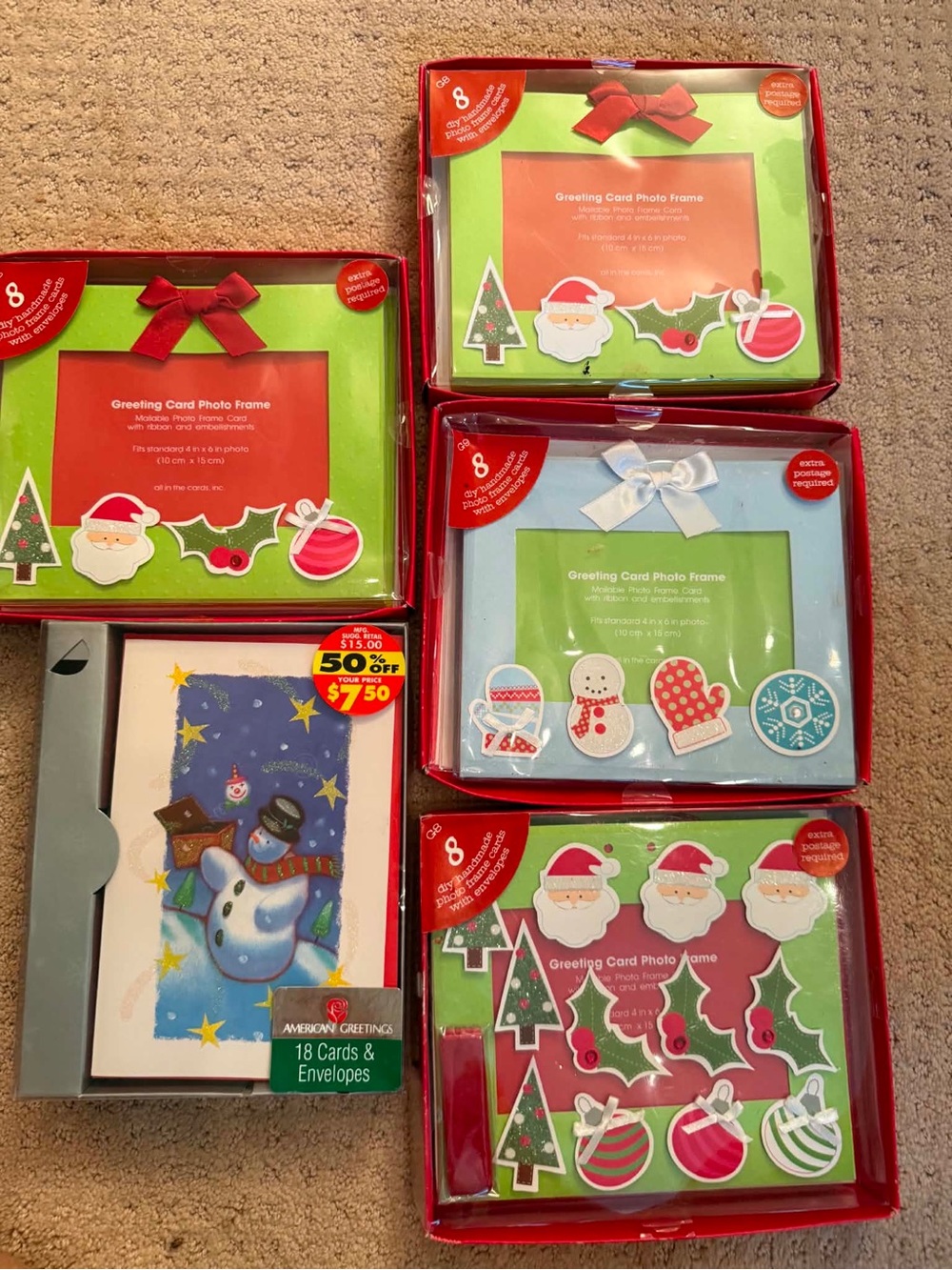 American Greetings Holiday Greeting Card Photo Frame Kit - Green & Blue